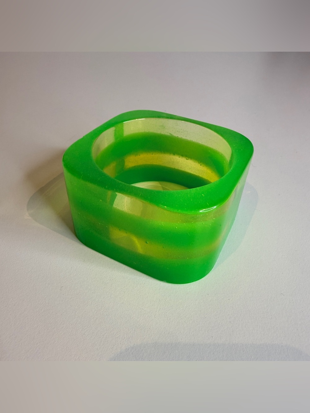 Green and yellow stripe square bangle